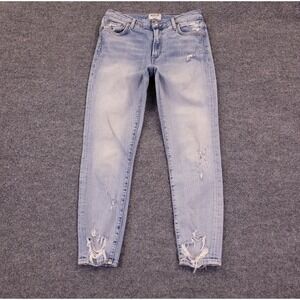 AGOLDE Sophie Crop Jeans Womens Sz 27x25.5 Mid Rise Distressed Chew Ankles Rips